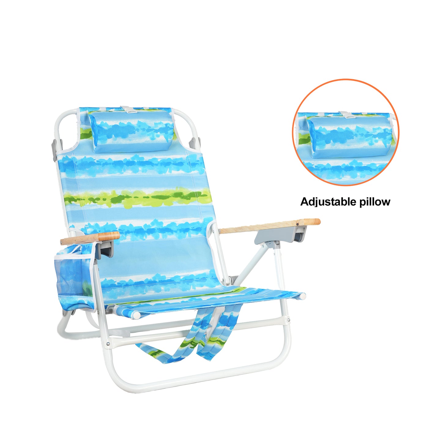 2 Pack Backpack Beach Chairs for Adults Capacity 300 Lb Low 5 Position Beach Chair with Pouch Straps Folding Lightweight Reclining Aluminum