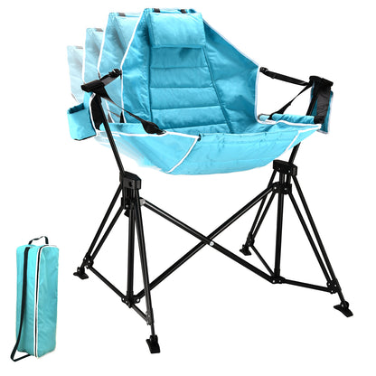 Hammock Camping Chair Folding 350lbs Foldable Portable Rocking Chairs for Adults Outside Swinging Camp with Stand Lawn Garden Hanging Outdoor Dark Green