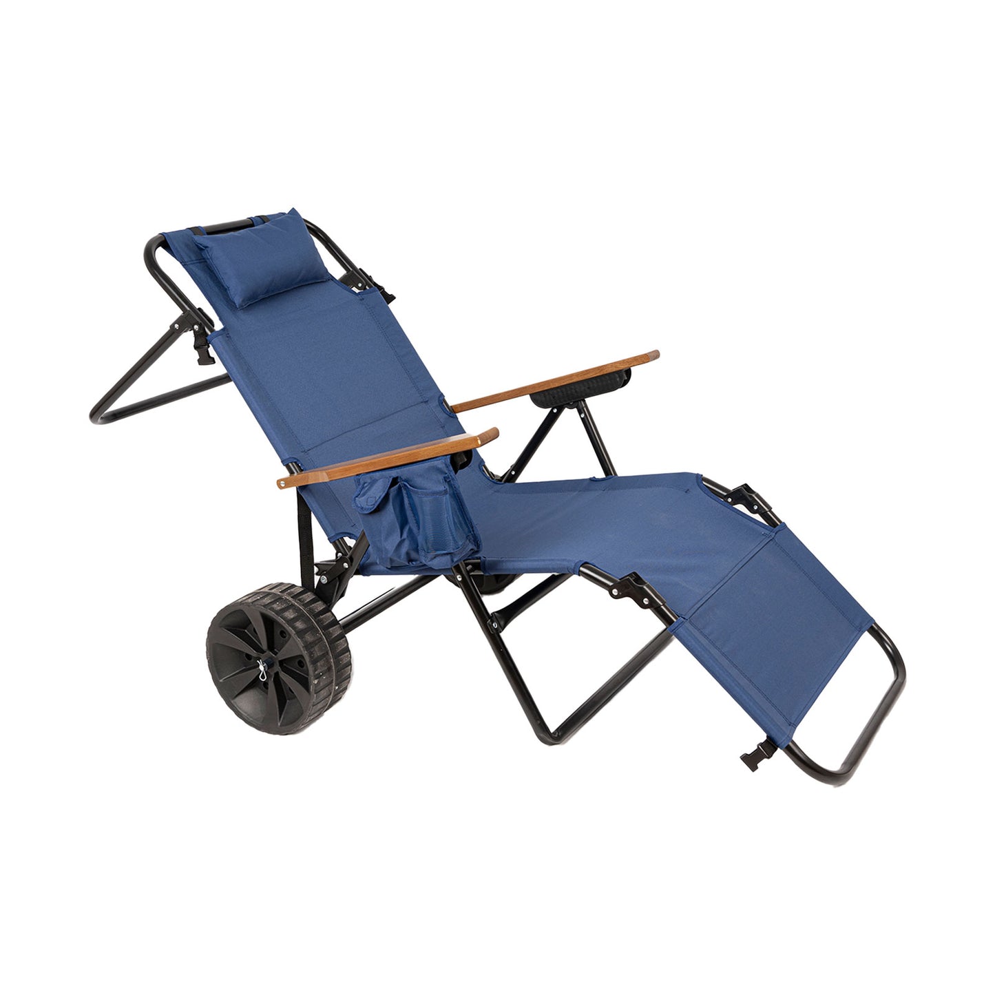 Beach Cart Chairs With Wheels 2 in 1 Foldable Beach Lounge Chair With Integrated Wagon Pull Cart Perfect for Backyard Pool or Picnic